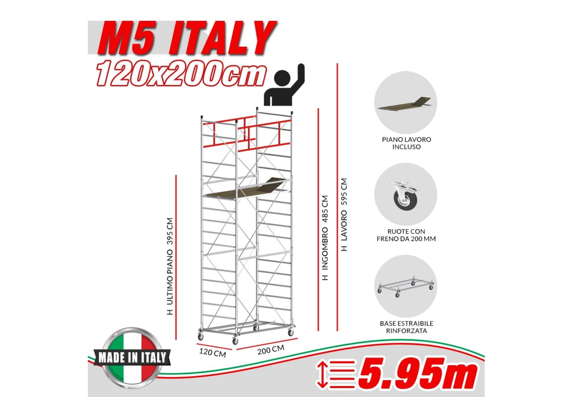 Trabattello M5 ITALY ALTEZZA LAVORO 5,95 METRI