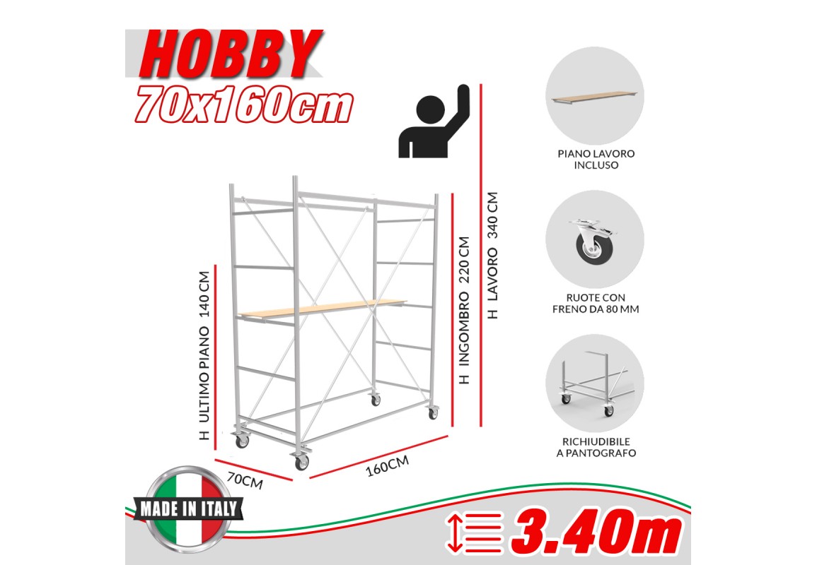 Trabattello HOBBY Altezza lavoro 3,40 metri