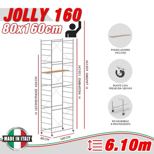 Trabattello JOLLY 160 Altezza lavoro 6,10 metri