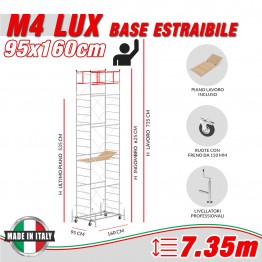 Trabattello M4 LUX base estraibile Altezza lavoro 7,35 metri