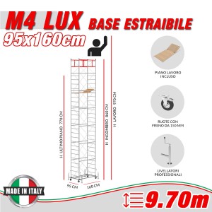 Trabattello M4 LUX base estraibile Altezza lavoro 9,70 metri