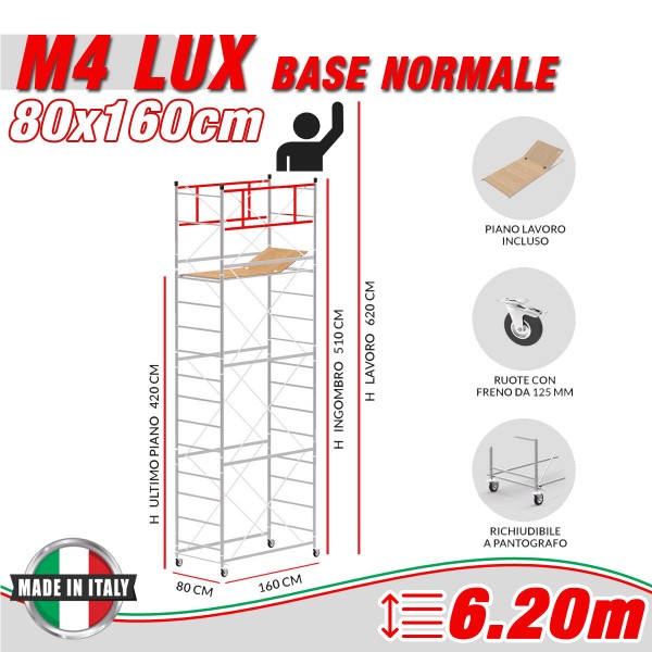 Trabattello M4 LUX base normale Altezza lavoro 6,20 metri