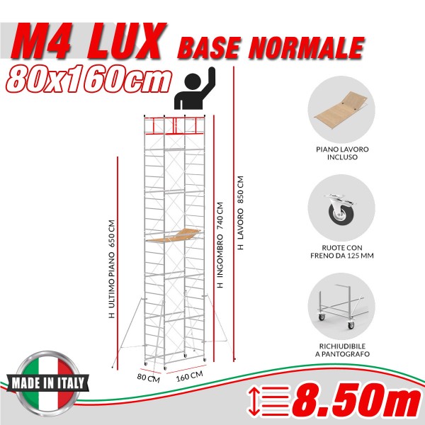Trabattello M4 LUX base normale Altezza lavoro 8,50 metri