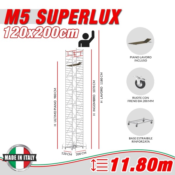 Trabattello M5 SUPERLUX Altezza lavoro 11,80 metri