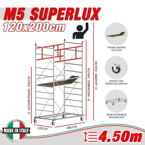 Trabattello M5 SUPERLUX Altezza lavoro 4,50 metri