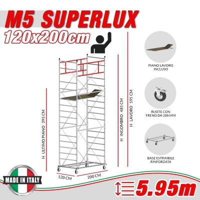 Trabattello M5 SUPERLUX Altezza lavoro 5,95 metri
